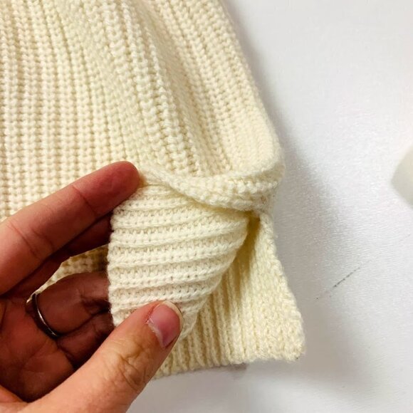 NWT Ann Taylor Sweater Knit Neutral Cream Ruffle Cuff Ribbed Bell Sleeve Plus - Picture 5 of 9